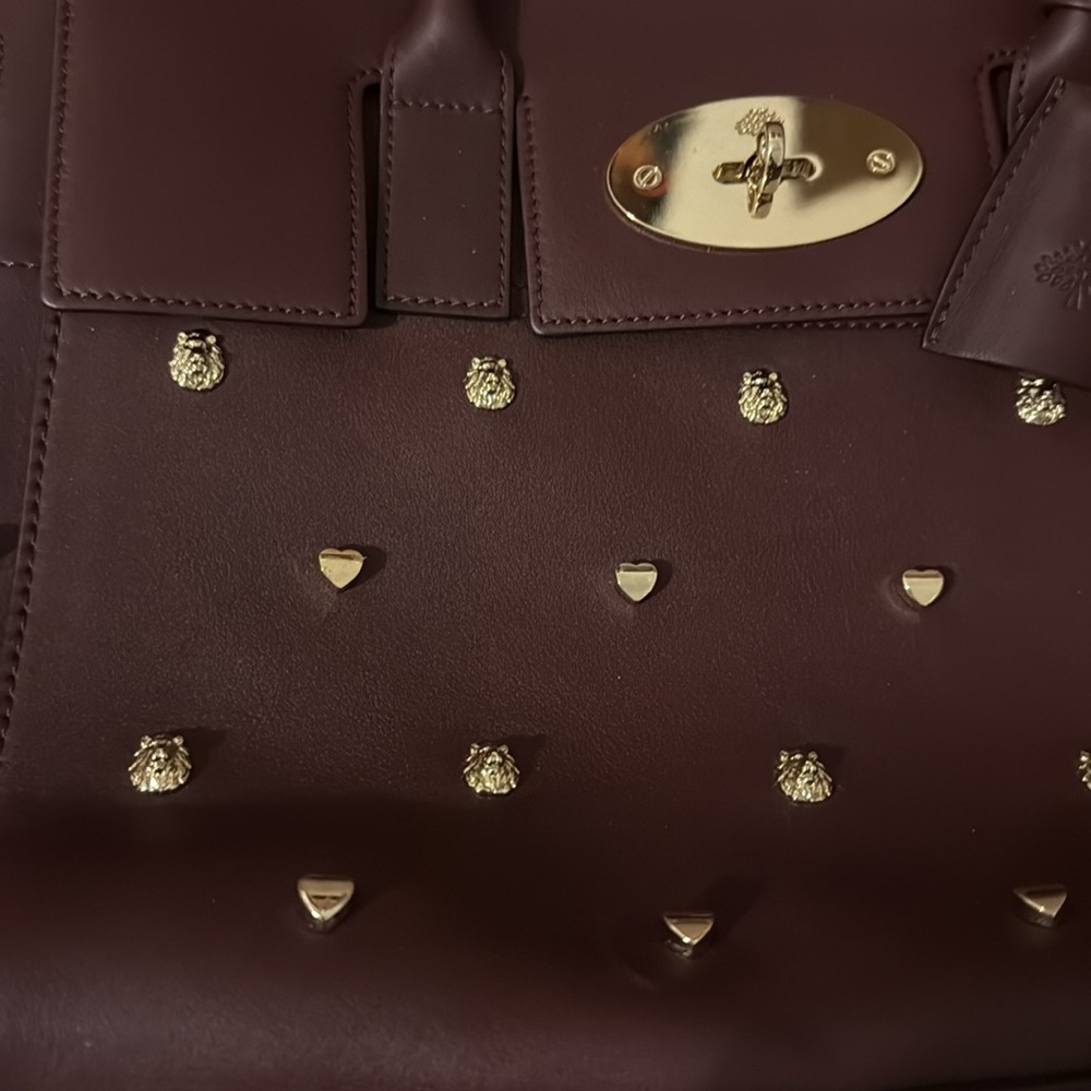 MULBERRY Calfskin Studded Medium Cara Delevingne Convertible Satchel in Oxblood - Picture 13 of 17